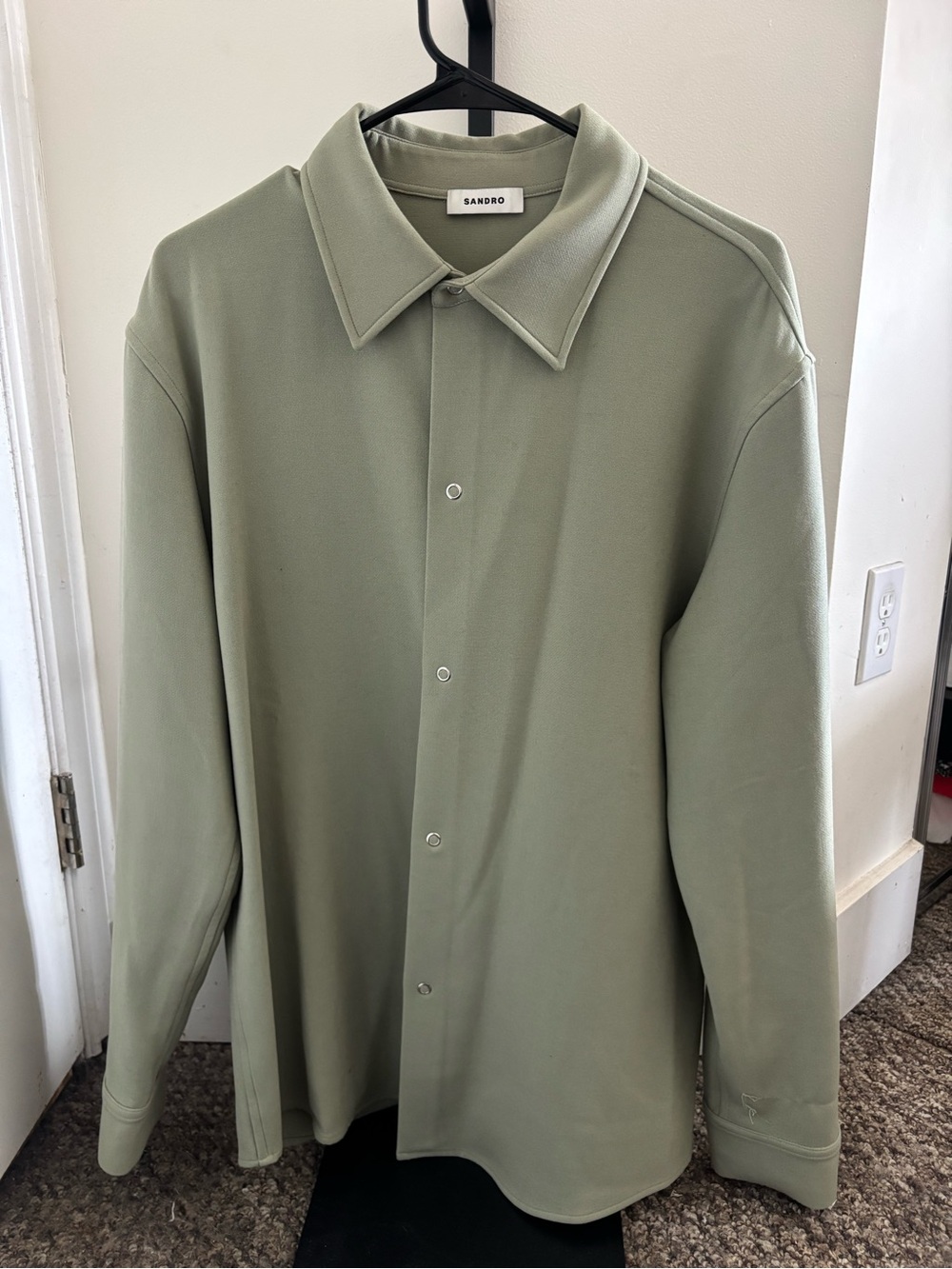 Sandro Light Sage Green Collared Shirt